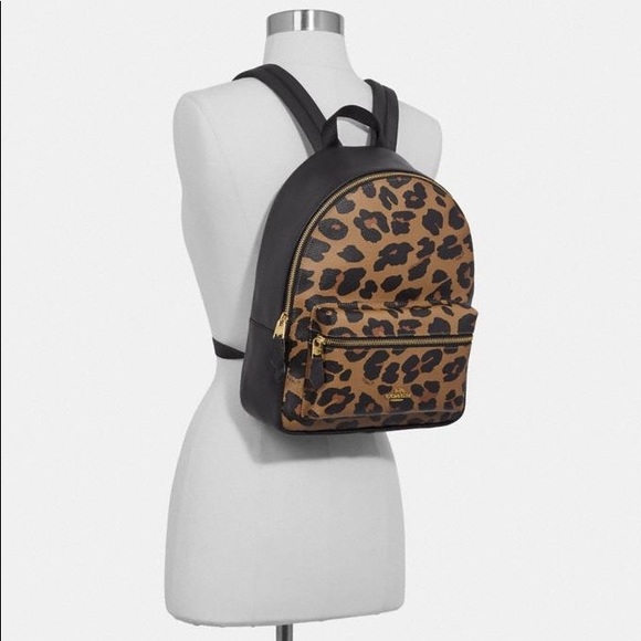 leopard coach backpack